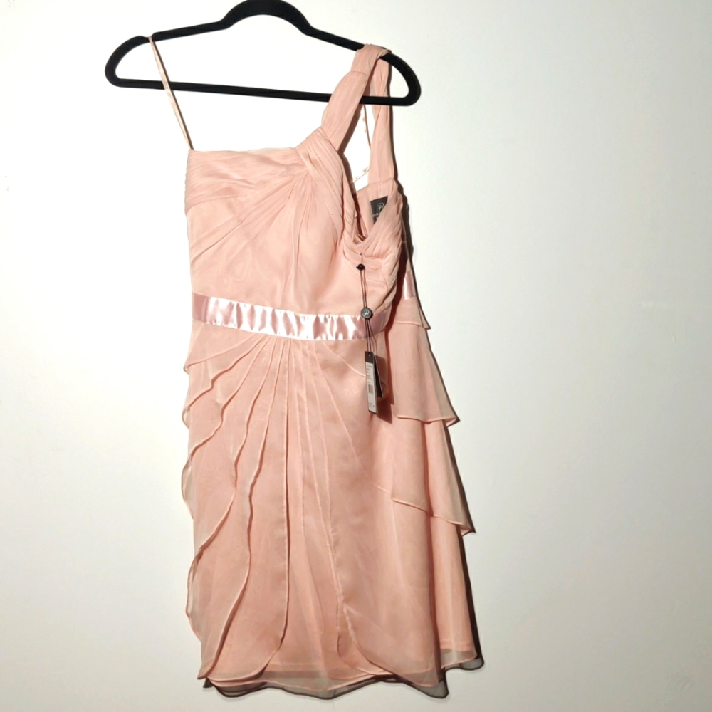 NWT Adrianna Papell size 8 NWT pink one shoulder cocktail dress